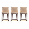 Shubert Modern Wood Upholstered Counter Stool in Tan - Set of 3