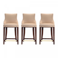 Shubert Modern Wood Upholstered Counter Stool in Tan - Set of 3 