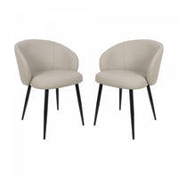 Looma Contemporary Modern Vegan Leather Metal Side Chair in Stone Gray - Set of 2 