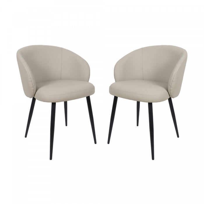 Looma Contemporary Modern Vegan Leather Metal Side Chair in Stone Gray - Set of 2
