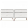Rockefeller Mid-Century Modern 35\" Dresser in Off White (3-Drawer) - Set of 2