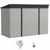 Outsunny 9' X 4' Galvanized Steel Storage Shed With Lockable Doors, Vents