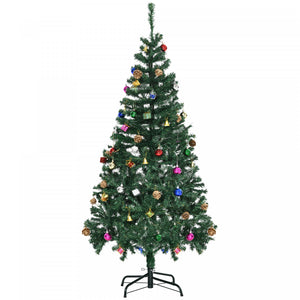 Homcom 5ft Artificial Christmas Tree With Decoration Ornament And 420 Branch Tips