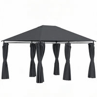 Outsunny 10' x 13' Outdoor Patio Gazebo w/ Steel Frame, Curtains, Dark Grey