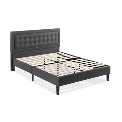 Dachelle Upholstered Platform Bed with Headboard in Dark Grey - King Size | Dachelle lit plateforme rembourré avec tête de lit gris foncé - Très grand