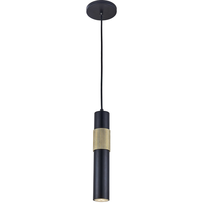 Dainolite Passwell 1 Light Pendant Matte Black/Aged Brass Lamp