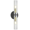 Dainolite Wand 2 Light Wall Sconce Matte Black/Aged Brass Frosted Glass Lamp