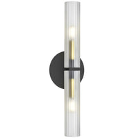 Dainolite Wand 2 Light Wall Sconce Matte Black/Aged Brass Frosted Glass Lamp