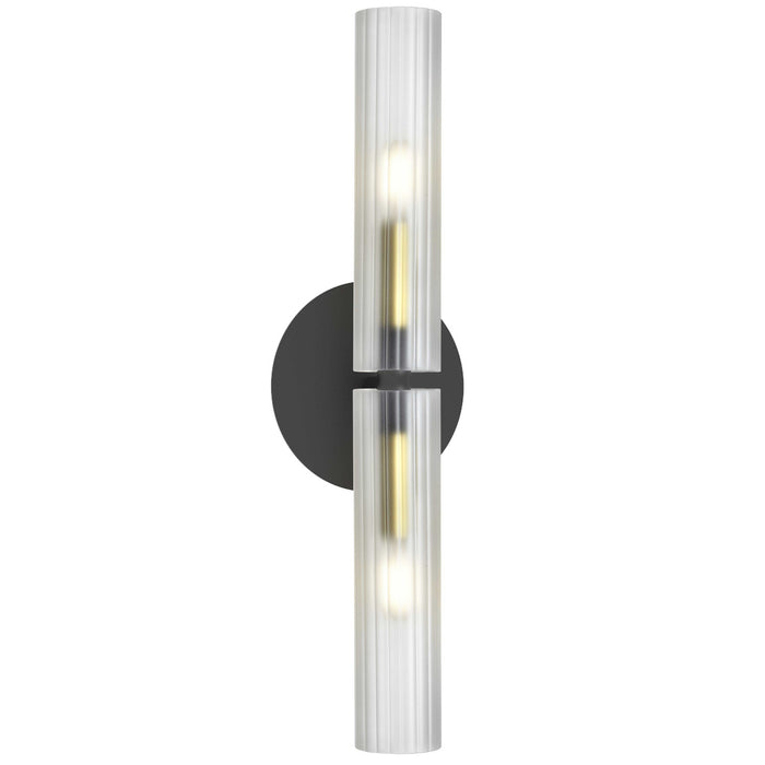 Dainolite Wand 2 Light Wall Sconce Matte Black/Aged Brass Frosted Glass Lamp