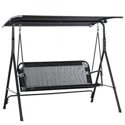 Outsunny 2-person Patio Swing Chair With Adjustable Canopy For Porch Garden|Outsunny Chaise Balancoire De Patio Pour L'exterieur, Noir
