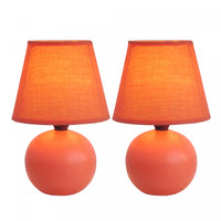 Simple Designs Mini Ceramic Globe 2-Piece Table Lamp Set - Orange