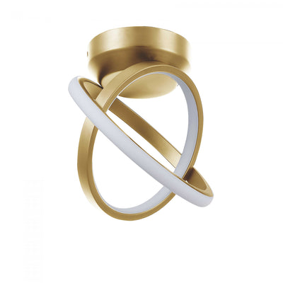 Dainolite Philo LED Semiflush Mount 20w Aged Brass White Silicone Diffuser Lamp|Plafonnier semi-affleuré Philo de Dainolite en silicone blanc qui diffuse la lumière, avec fini laiton vieilli et ampoule à DEL de 20 W