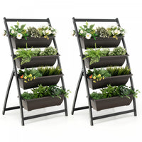 Costway 2pcs 4 Ft 4-tier Vertical Raised Garden Bed Elevated Planter W/4 Container Boxes