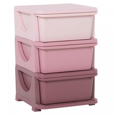 Qaba Kids Toy Storage Organizer With 3 Plastic Bins, 3 Tier Drawer Chest Utility For Kids Bedroom Nu|Qaba Unite De Rangement Pour Enfants A 3 Niveaux, Coffre A 3 Tiroirs, Organisateur De Jouets, Bacs E