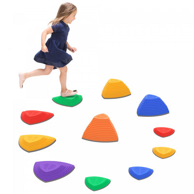 Outsunny 11 Pcs Stepping Stones Kids With Non-slip Rubber, Stackable Balance River Stones For Obstac|Outsunny Pierres D'equilibre Pour Enfants, Parcours D'obstacles, Jeu Sensoriel, Exterieur Et Interie