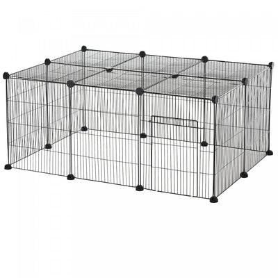 Pawhut 16 Panels Small Animal Cage, Portable Pet Playpen, Bunny Cage, Metal Wire Yard For Guinea Pig|Pawhut Parc Pour Animal Domestique Diy Cage Pour Petit Animal En Fil Metallique Avec Porte Antiderap