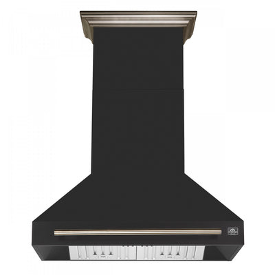 Forno Aria 36 Inch Wall-Mounted Black Range Hood-FRHWM5095-36BLK | Hotte de cuisiniere murale Aria de 36 po, noir-FRHWM5095-36BLK