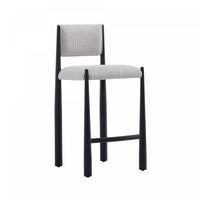 Lennor Mid-Century Modern Boucle Metal Counter Stool in Champagne 