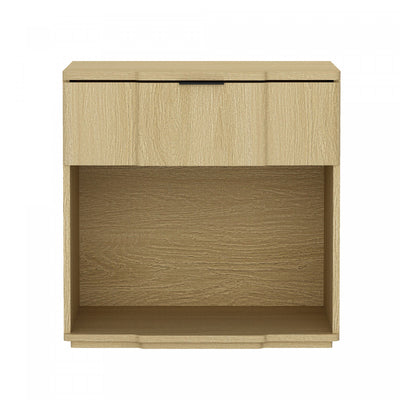 Clive Mid-Century Modern 22" Nightstand in Natural Oak (1-Drawer) | Table de nuit Clive style milieu du siecle 56 cm en chene naturel (1 tiroir)