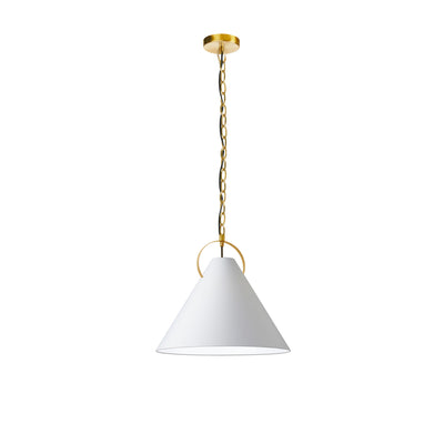 Dainolite Princeton 1 Light Pendant 16" Dia Aged Brass Finish White Shade Lamp|Luminaire suspendu Princeton de Dainolite de 16 po de diamètre avec abat-jour blanc, fini laiton vieilli et 1 ampoule