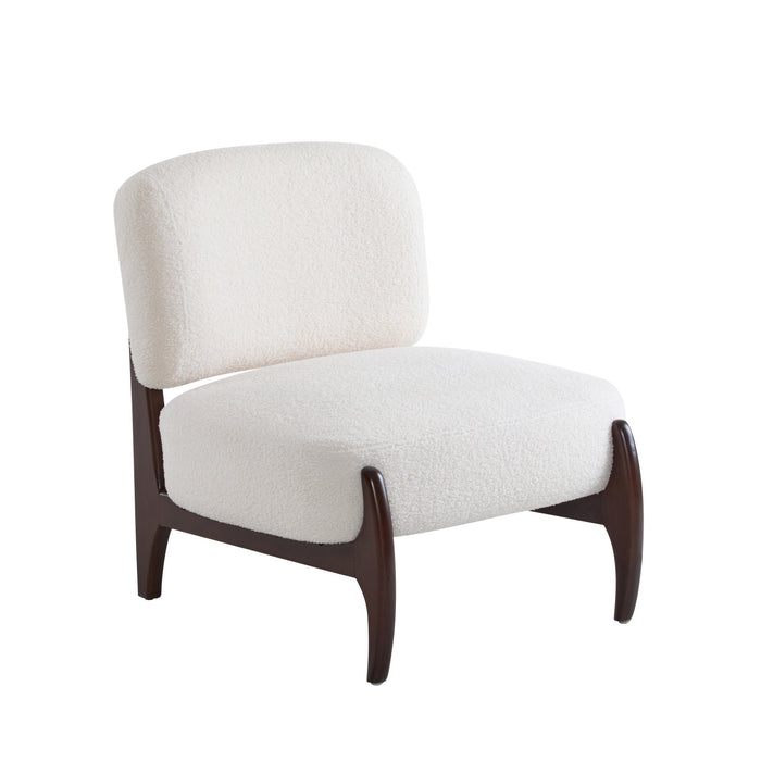 Coco Modern Boucle Lounge Chair with Solid Wood Frame, Beige