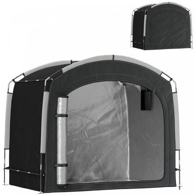 Outsunny Bike Storage Tent Shed with Carry Bag for 3-4 Bikes, Black
