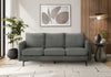 Upholstered Sofa, 77"L, Dark Grey Fabric, Black Metal Legs Sofa | Sofa Rembourre, 77"L, Tissu Gris Fonce, Pieds En Metal Noir