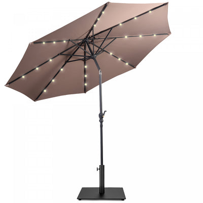 Costway 10ft Solar Lights Patio Umbrella Outdoor W/ 36 LBS Steel Umbrella Stand