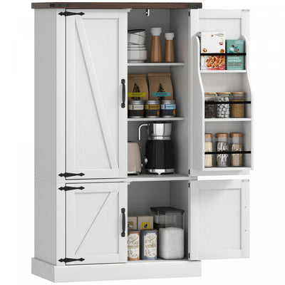 HOMCOM Pantry Cabinet, Kitchen Storage Cabinet with 6 Door Racks, White