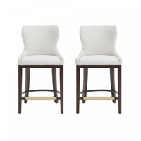 Blair Modern Wood Upholstered Counter Stool in White - Set of 2 Bar Stool 