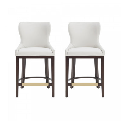 Blair Modern Wood Upholstered Counter Stool in White - Set of 2 Bar Stool | Tabouret de comptoir Blair moderne en bois et tissu blanc - Lot de 2