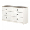 Plenny 6-Drawer Dresser White Wash and Weathered Oak - South Shore