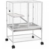 Pawhut Small Animal Cage With Wheels, Pet Playpen For Rat, Kitten, Ferrets, Chinchillas With Bottom Storage Shelf, Removable Tray, Ramp, 24.2\" X 17.9\" X 33.9\", Light Grey