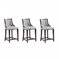 Fifth Avenue Traditional Wood Upholstered Counter Stool in Light Gray - Set of 3 