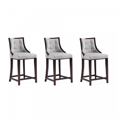 Fifth Avenue Traditional Wood Upholstered Counter Stool in Light Gray - Set of 3 | Tabouret de comptoir traditionnel en bois Fifth Avenue avec assise rembourree, gris clair - Lot de 3