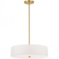 Dainolite Everly 4 Light Pendant Aged Brass Finish White Shade Lamp