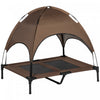 Pawhut Elevated Cooling Pet Bed Portable Raised Dog Cot With Canopy For Large Sized Dogs, Indoor & Outdoor, 36\"x30\"x35\", Coffee