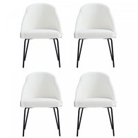 Gracie Modern Vegan Leather Metal Dining Chair in White and Black - Set of 4