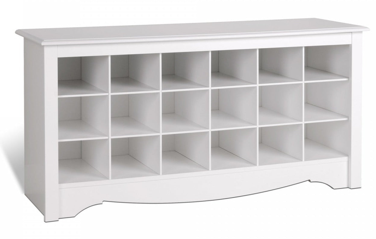 Shoe storage cubby top bench