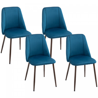 HOMCOM Dining Chairs Set of 4, Velvet Accent Chair, Dark Blue