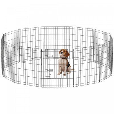 PawHut Dog Playpen Puppy Play Pen, 12 Panels Pet Exercise Fences for Outside Indoor, 30"H