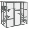 Pawhut Catio Outdoor Cat Enclosure, Wooden Outdoor Cat House Window Box With Weatherproof Roof, Bridge, Resting Box, Platforms, Cat Cage For 2 Kittens, Grey