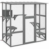 Pawhut Catio Outdoor Cat Enclosure, Wooden Outdoor Cat House Window Box With Weatherproof Roof, Brid