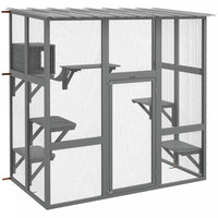 Pawhut Catio Outdoor Cat Enclosure, Wooden Outdoor Cat House Window Box With Weatherproof Roof, Brid