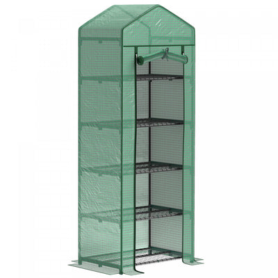 Outsunny Mini Greenhouse Outdoor Flower Stand Pe Cover Portable 27" X 19"|Outsunny Mini Serre A 5 Etages, Serre D'interieur, Vert