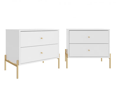 Jasper Modern 25" Nightstand in White (2-Drawer) - Set of 2 | Table de nuit Jasper Moderne 25" en blanc (2 tiroirs) - Lot de 2