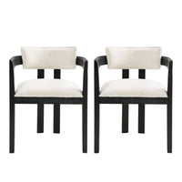 Evelyn Rubberwood Dining Chair with Armrests and Upholstery Seating Set of 2,Black 