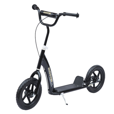 Homcom Kids Scooter Street Bike Bicycle For Teens Ride On Toy W/ 12'' Tire For 5-12 Year Old Black|Homcom Trotinette Pour Enfants A Partir De 5 Ans Scooter Pour Adolescents Avec Pneu De 30.5 Cm Noir