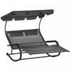 Outsunny Patio Outdoor Bed W/ Adjustable Canopy, Double Sun Lounger, Gray