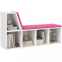 HOMCOM 5-Cubby Bookcase with Cushioned Reading Nook, Pink